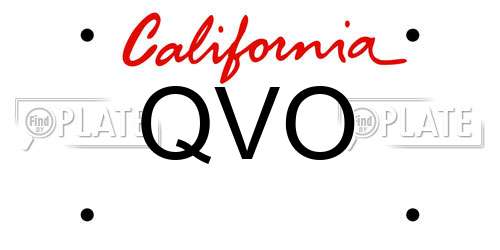 QVO California License Plate
