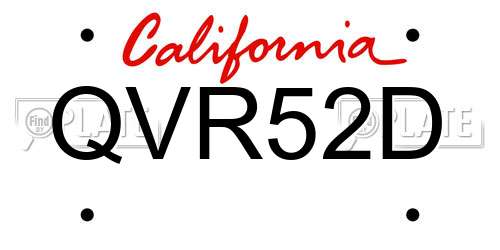 QVR52D California License Plate