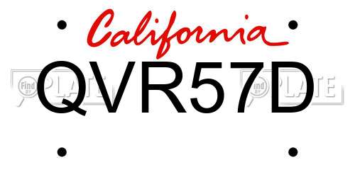 QVR57D California License Plate