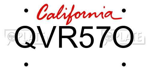 QVR57O California License Plate