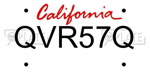 QVR57Q California License Plate