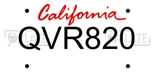 QVR820 California License Plate