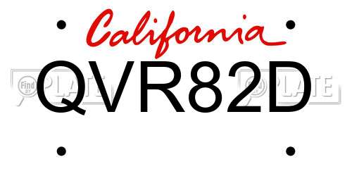 QVR82D California License Plate