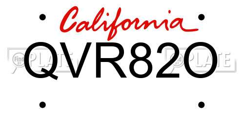 QVR82O California License Plate