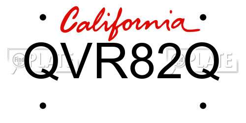 QVR82Q California License Plate