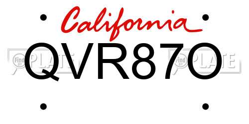 QVR87O California License Plate