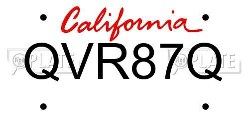 QVR87Q California License Plate