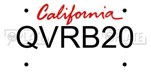QVRB20 California License Plate