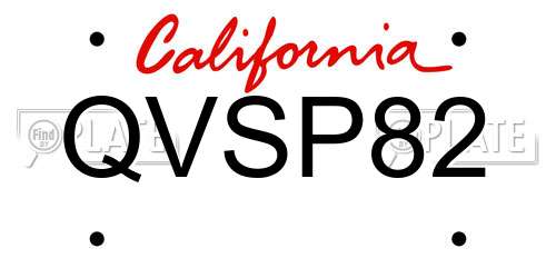 QVSP82 California License Plate