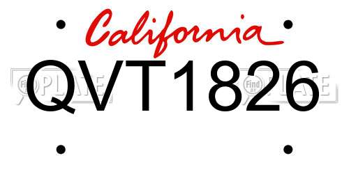 QVT1826 California License Plate
