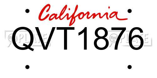 QVT1876 California License Plate