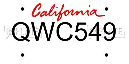 QWC549 California License Plate