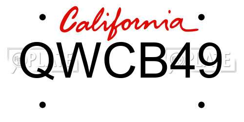 QWCB49 California License Plate