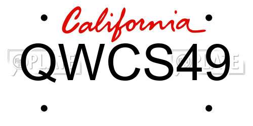 QWCS49 California License Plate