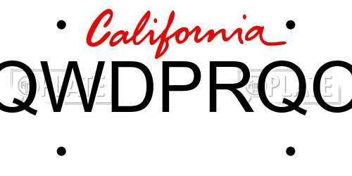 QWDPRQO California License Plate