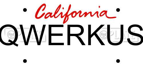 QWERKUS California License Plate