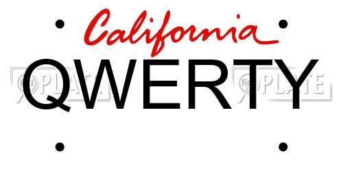 QWERTY California License Plate