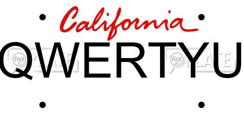 QWERTYU California License Plate