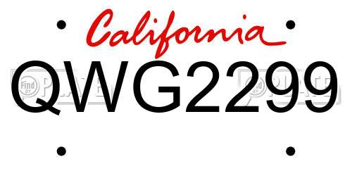QWG2299 California License Plate