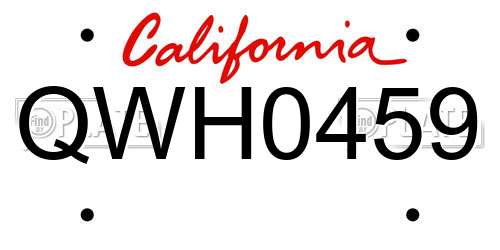 QWH0459 California License Plate