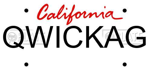 QWICKAG California License Plate