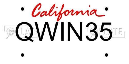 QWIN35 California License Plate