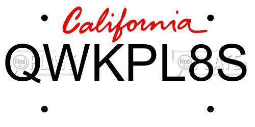 QWKPL8S California License Plate
