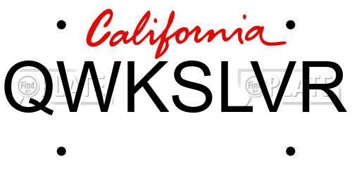 QWKSLVR California License Plate