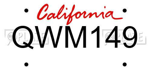 QWM149 California License Plate