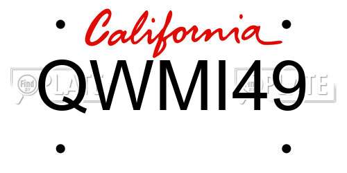 QWMI49 California License Plate