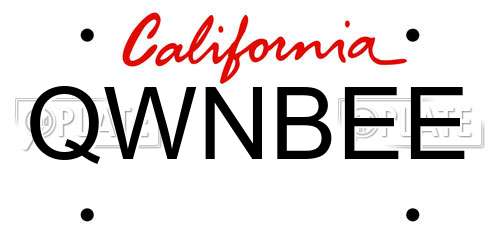 QWNBEE California License Plate