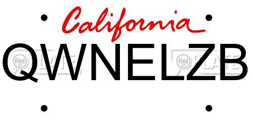 QWNELZB California License Plate