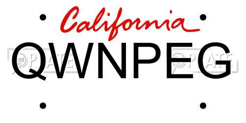 QWNPEG California License Plate