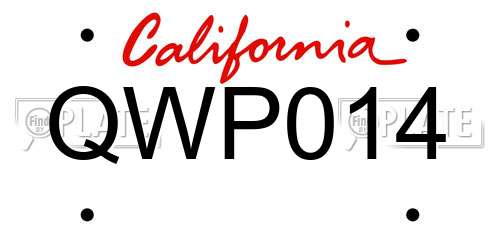QWP014 California License Plate