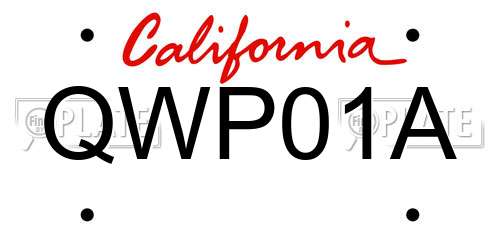 QWP01A California License Plate