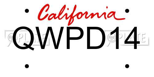QWPD14 California License Plate