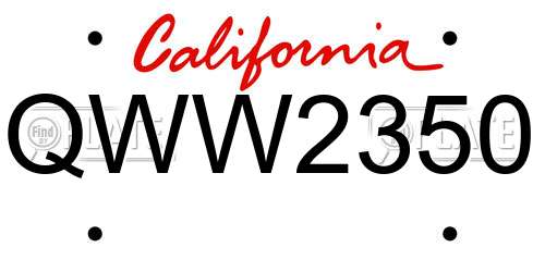 QWW2350 California License Plate
