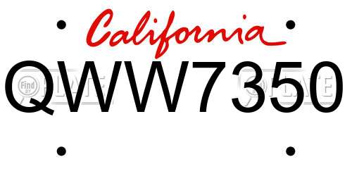 QWW7350 California License Plate
