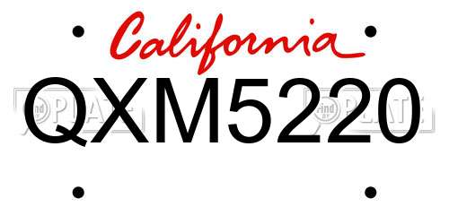 QXM5220 California License Plate