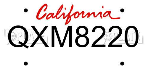 QXM8220 California License Plate