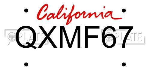 QXMF67 California License Plate
