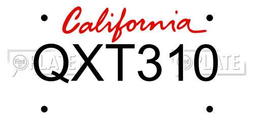 QXT310 California License Plate