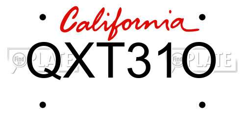 QXT31O California License Plate