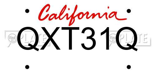QXT31Q California License Plate