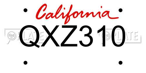QXZ310 California License Plate