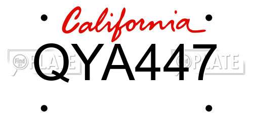 QYA447 California License Plate