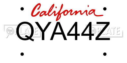 QYA44Z California License Plate