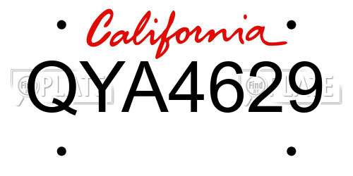 QYA4629 California License Plate