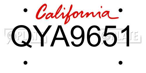 QYA9651 California License Plate