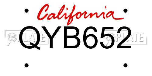 QYB652 California License Plate